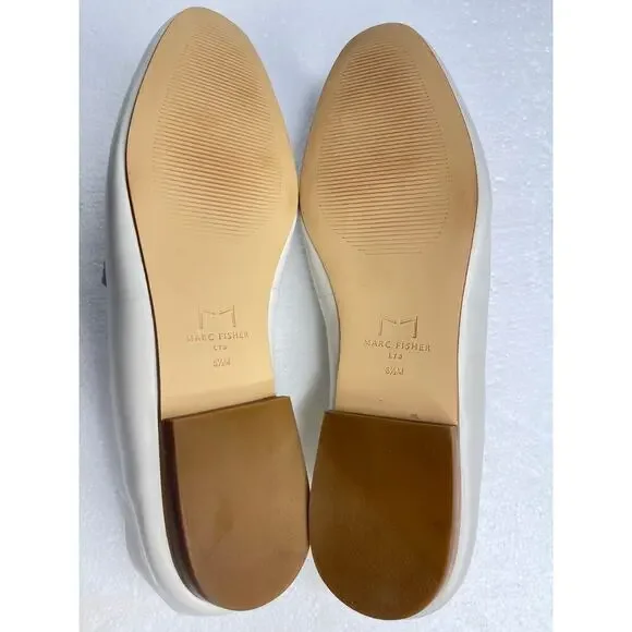 Marc Fisher LTD Elenda Leather Flat Slip-on Cream Loafers size 8.5 New - Picture 8 of 9